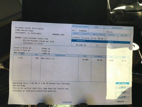 Dumpster Scale Ticket Report